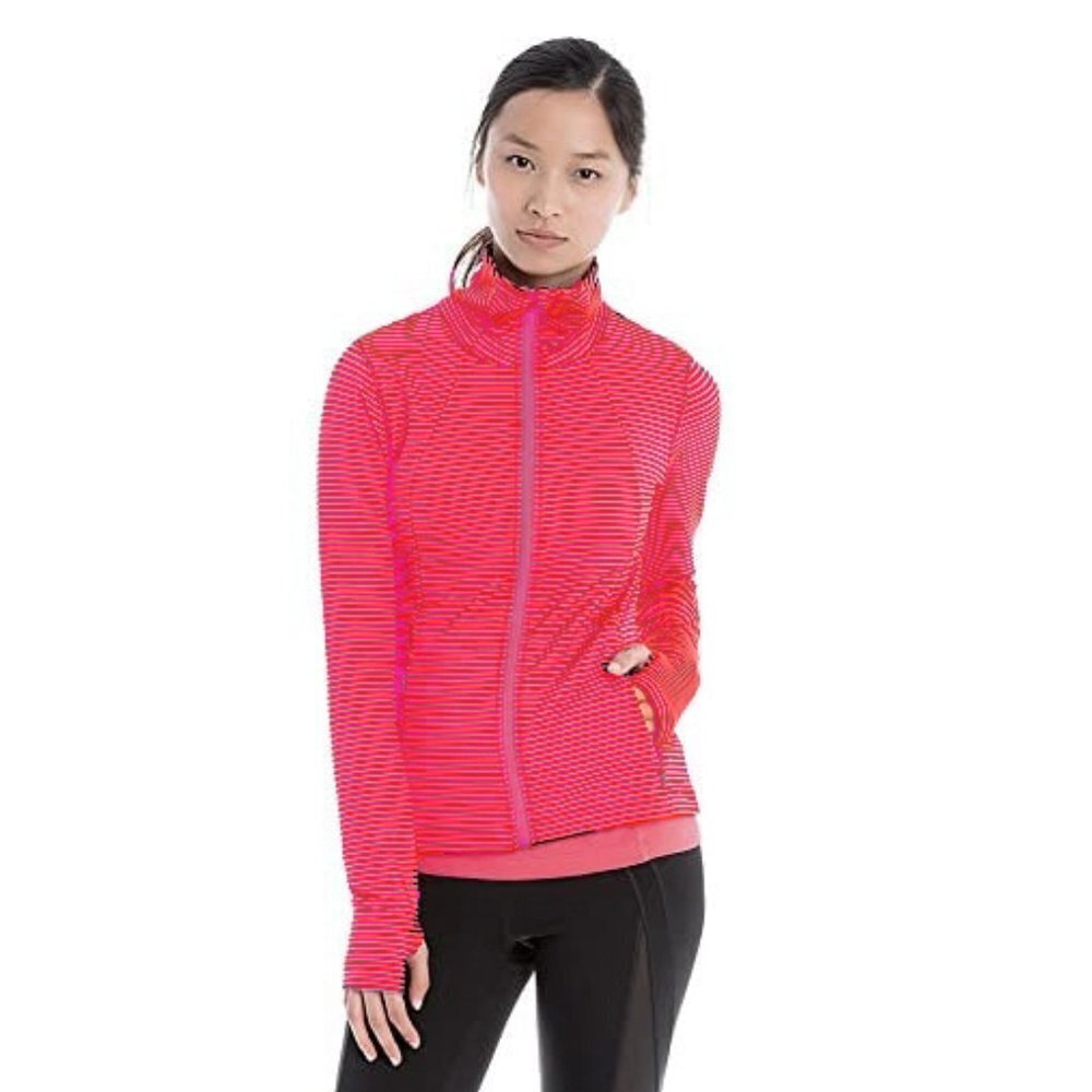 LOLE Women's Essential Cardigan Jacket Bright Pink Light Pink Stripe Size Small